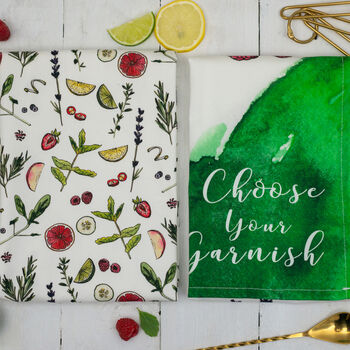 Choose Your Garnish Watercolour Tea Towel, 5 of 5