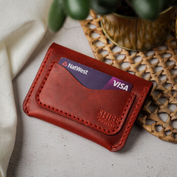 Personalised Handmade Red Leather Wallet Press Stud, 2 of 7