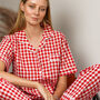 Personalised Women’s Pure Cotton Pyjama Set – Red Gingham, thumbnail 3 of 11