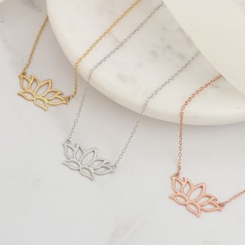 Lotus Flower Necklace In Rose Gold Or Gold Vermeil, 2 of 7