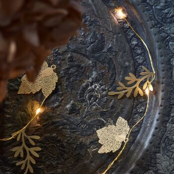 Shimmery Gold Leaf Battery Fairy Lights, 2 of 7