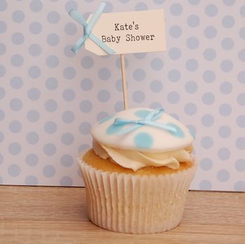 Set Of Ten Personalised 'Baby Shower' Cupcake Toppers, 3 of 5