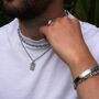 Gold Hammered Puff Mariner Chunky Chain Stainless Steel Necklace For Men, thumbnail 4 of 12
