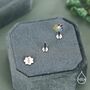 Sterling Silver Rainbow Flower 16 G Flat Back Earrings Internally Threaded, thumbnail 5 of 11