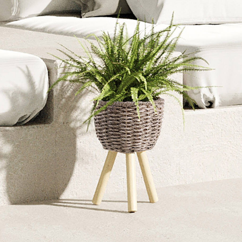 Wicker Planter Basket For Indoor And Outdoor White By MadeTerra