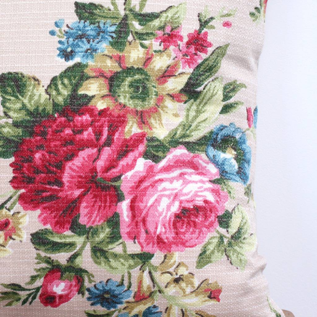 Pink Vintage Floral Fabric Cushion By Magpie Living   Original Pink Vintage Floral Fabric Cushion 