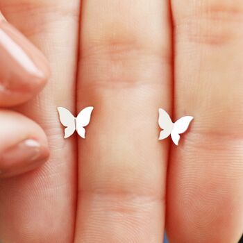 Tiny Butterfly Stud Earrings, 5 of 8