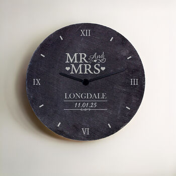 Personalised Mr And Mrs Slate Clock, 2 of 5