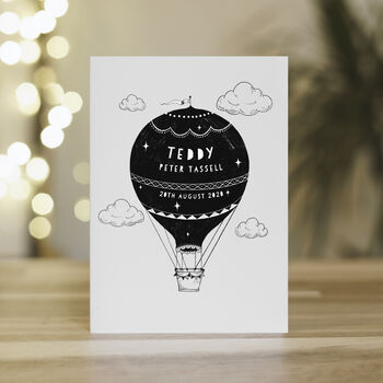 Personalised Baby Hot Air Balloon Greetings Card, 2 of 2