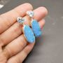 Blue Topaz, Druzy Agate Silver Dangle Earrings, thumbnail 6 of 7