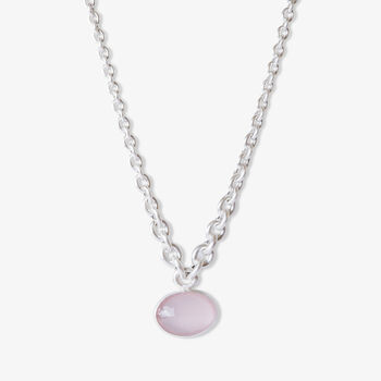 Pink Quartz Amulet Silver Chain Necklace, 2 of 5
