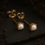 Solid 9ct Yellow Gold June Pearl Birthstone Stud Earrings, thumbnail 4 of 5