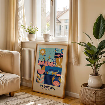 Padstow Cornwall Art Print, Poster Print, Kitchen Wall Art, Wall Art Print, Graphic Geometric Print, Colourful Art, Home Decor, A5, A4, A3, A2, A1, 4 of 11