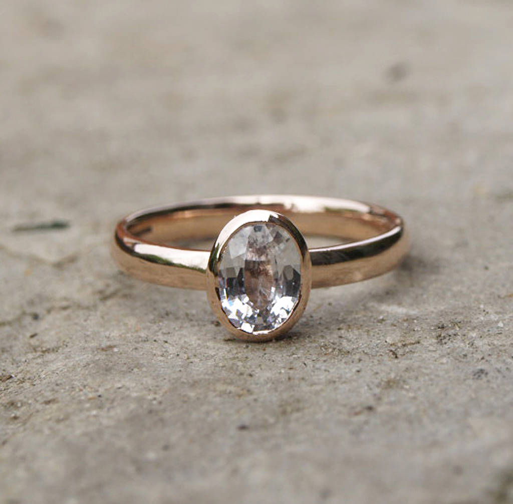 White Sapphire Rose Gold Ring, 1 of 5