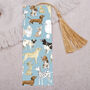 Blue Puppy Dog Bookmark With Coloured Tassel, thumbnail 2 of 3