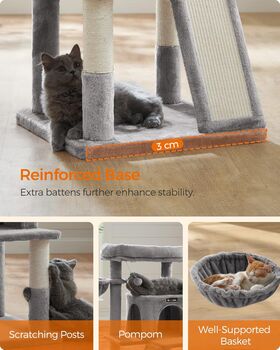 96cm Cat Tree Tower Light Grey With Side Slope, 7 of 9