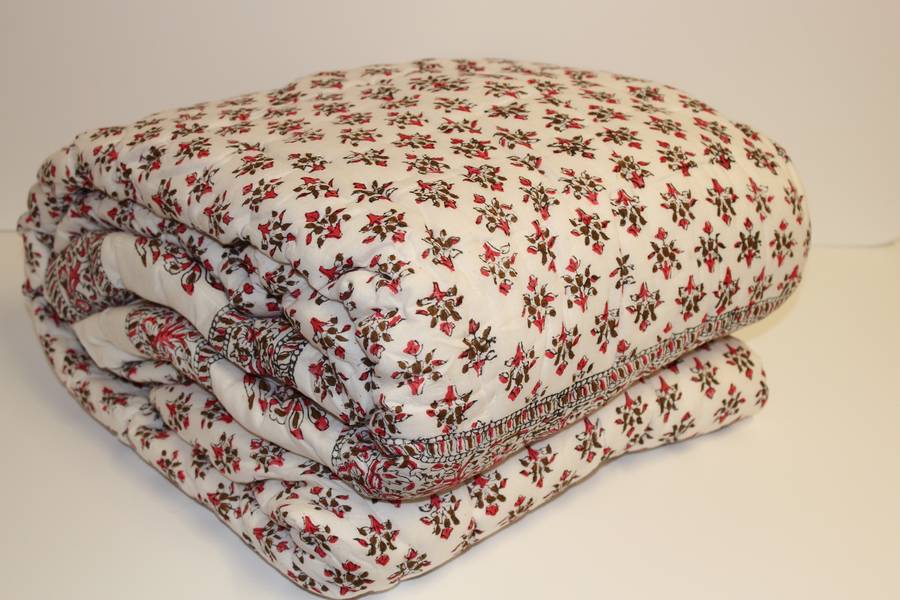 Jaipuri Block Printed Cotton Filled Quilt By Reason Season Time London