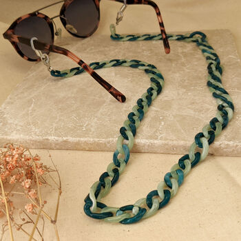 Glasses Chain Jade Green And Teal Chunky Acrylic Chain, 10 of 12