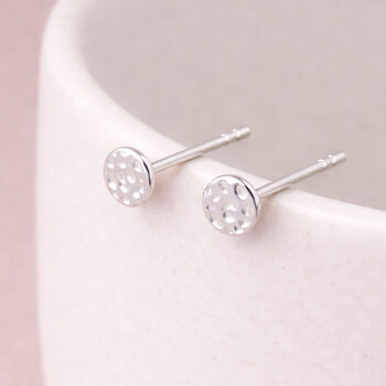 Sterling Silver Hammered Circle Stud Earrings, 3 of 5