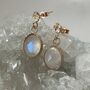 Organic Coin And Moonstone Earrings 9ct Gold Or Silver, thumbnail 1 of 5