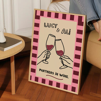 Personalised Partners In Wine Funny Friend Print, 6 of 12