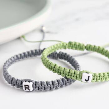 Personalised Initial Macrame Adjustable String Bracelet, 3 of 6