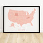 Personalised USA Map Illustrated Print, thumbnail 1 of 7
