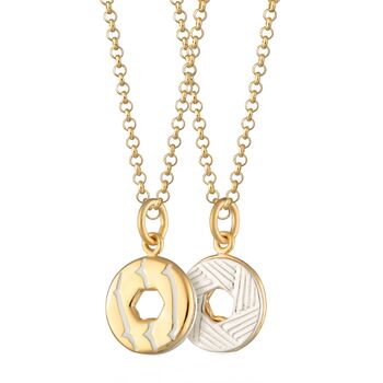Gold Plated Party Ring Necklace With White Enamel, 7 of 8