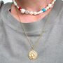 Medallion Coin Charm Gold Plated Silver Chain Necklace, thumbnail 2 of 5