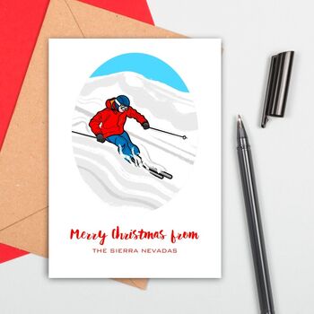 Personalised Ski Christmas Card, 3 of 4