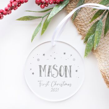 First Christmas Foil Decoration Bauble, 2 of 3