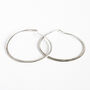 Large Silver Hammered Hoops, thumbnail 1 of 4