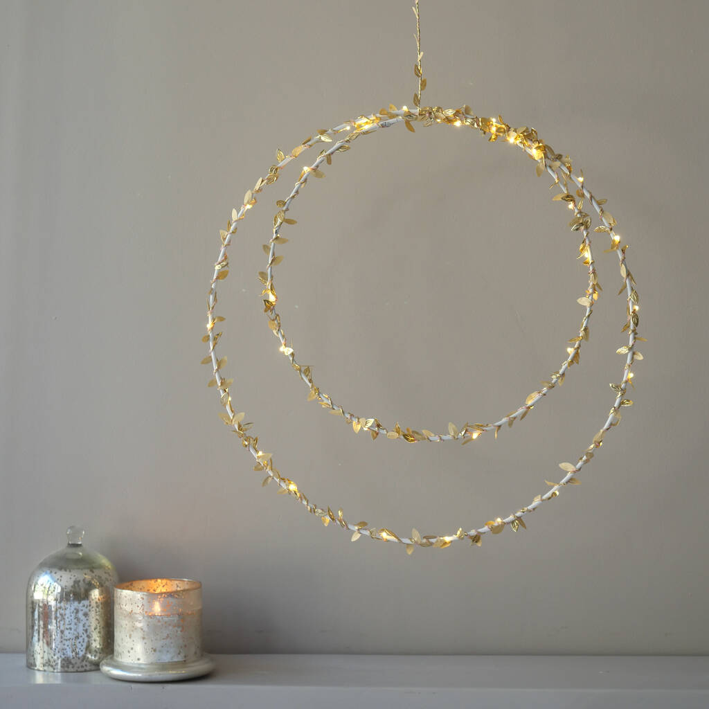 Gold Leaf Double Light Up Wreath, 1 of 3