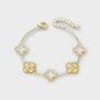 Double Sided 18 K Gold Plated White Clover Bracelet, thumbnail 1 of 6