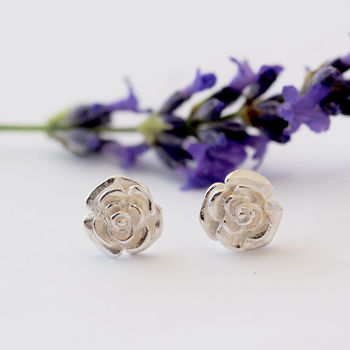 Sterling Silver Rose Earrings, 2 of 9