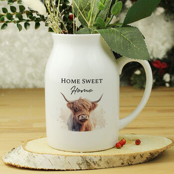 Personalised Highland Cow Ceramic Flower Jug Vase, 2 of 5