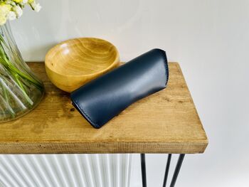 Personalised Dark Blue Leather Glasses Case, 10 of 12