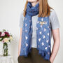 Friendship Bee Print Scarf And Brooch Set, thumbnail 3 of 7