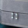 Sterling Silver Tiny Double Aurora Ab Cz Dangle Stud Earrings, thumbnail 2 of 12