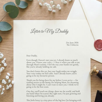 A Letter To My Daddy From The Bump Personalised Keepsake, 2 of 10
