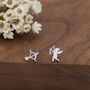 Sterling Silver Cupid And Bow And Arrow Stud Earrings, thumbnail 5 of 12