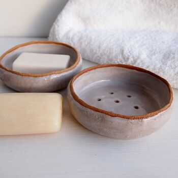 Handmade Oatmeal Gloss Pottery Soap Dish, 3 of 9