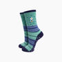 Embroidered Bee Daisy Combed Cotton Socks In Green, thumbnail 1 of 4