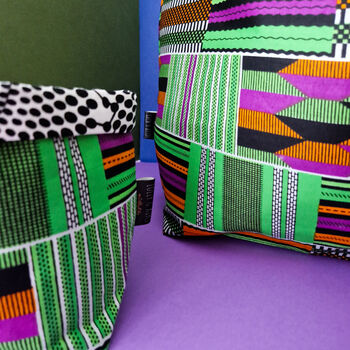 African Print Basket Pots | Green Kofi Print, 2 of 4
