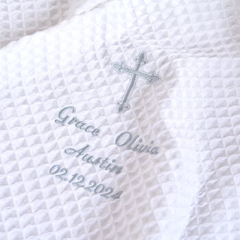 Personalised White Christening Shawl, 8 of 9