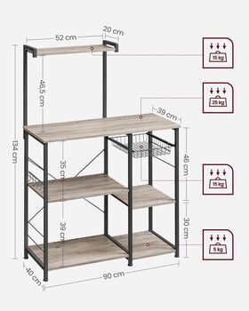 Baker’s Rack With Storage Hooks For Kitchen, 8 of 10