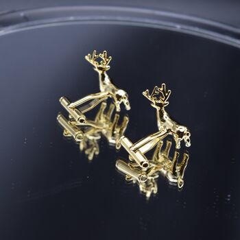 Reindeer Gold Cufflinks Gift For Men 316 L Stainless Steel Christmas, 2 of 4