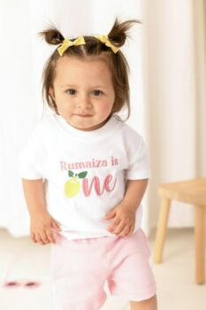 First Birthday Embroidered Lemon Personalised T Shirt, 5 of 6