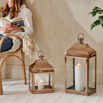 Rose Gold Candle Lantern Two Sizes, 3 of 12