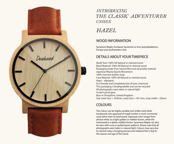 Classic Hazel Unisex Wood Watch, 7 of 7